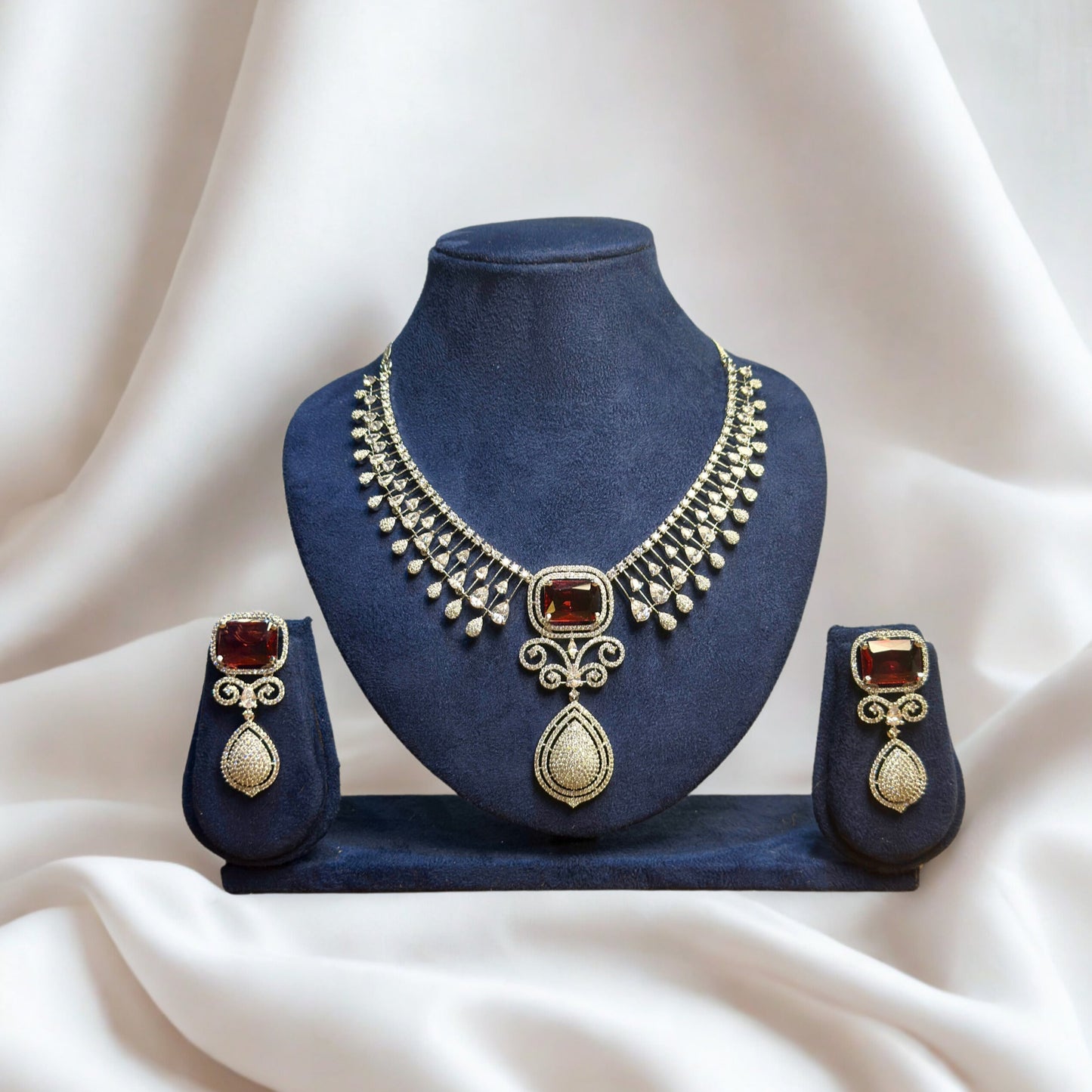 American Diamond Necklace set - Crimson Grace