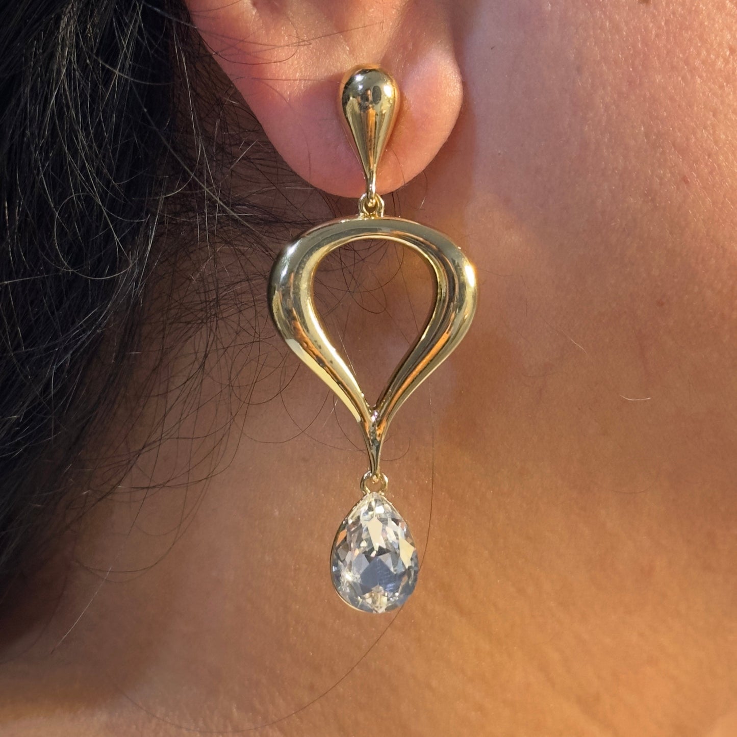 Earrings - Teardrop Elegance Gold-Tone Drop