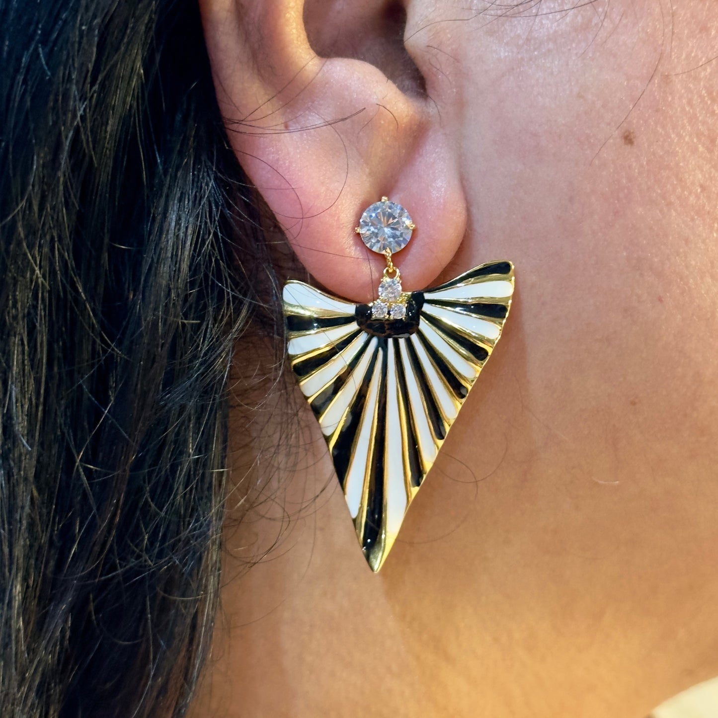 Earrings- Art Deco Fan Statement