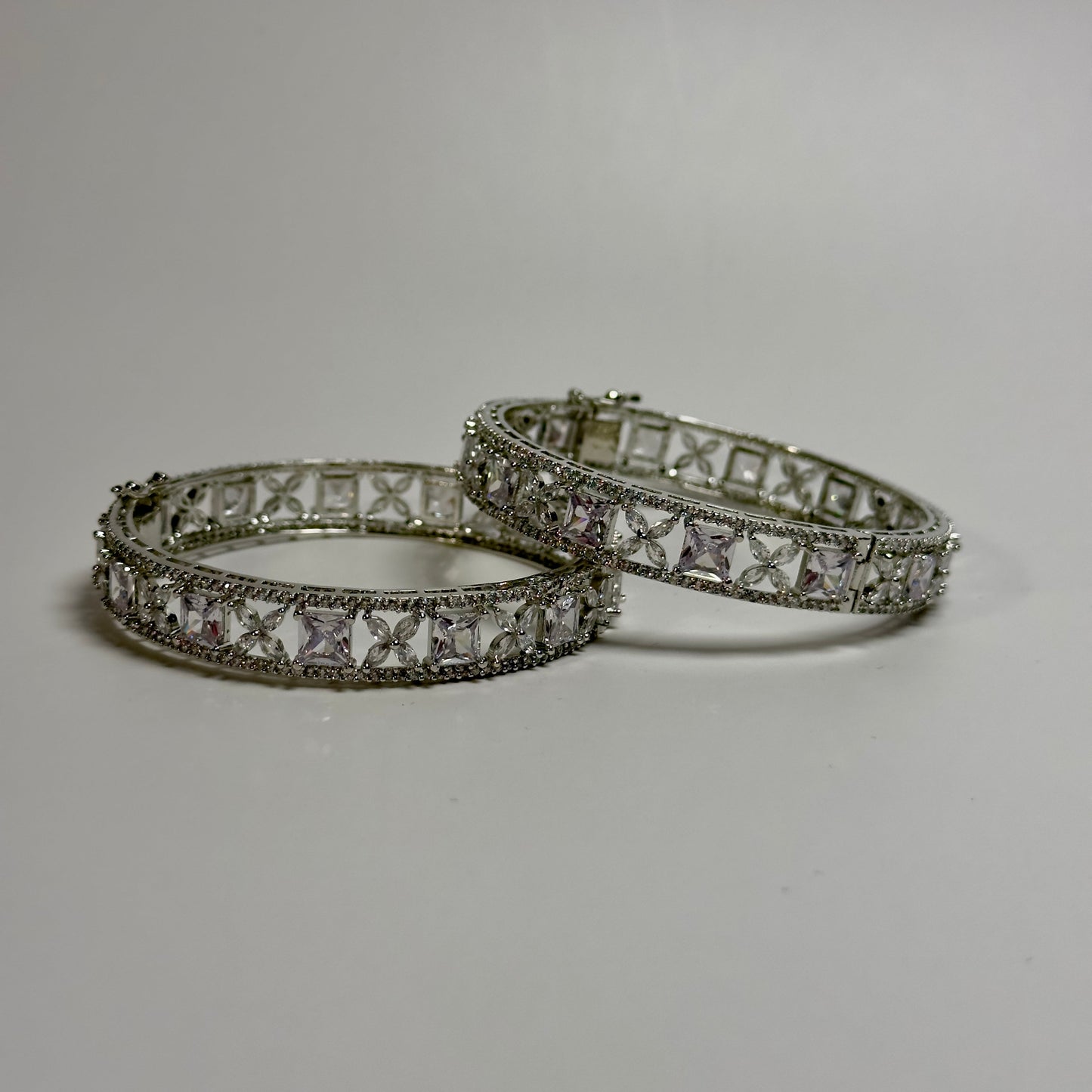 American Diamond Bangles - Flower design (Set of 2)