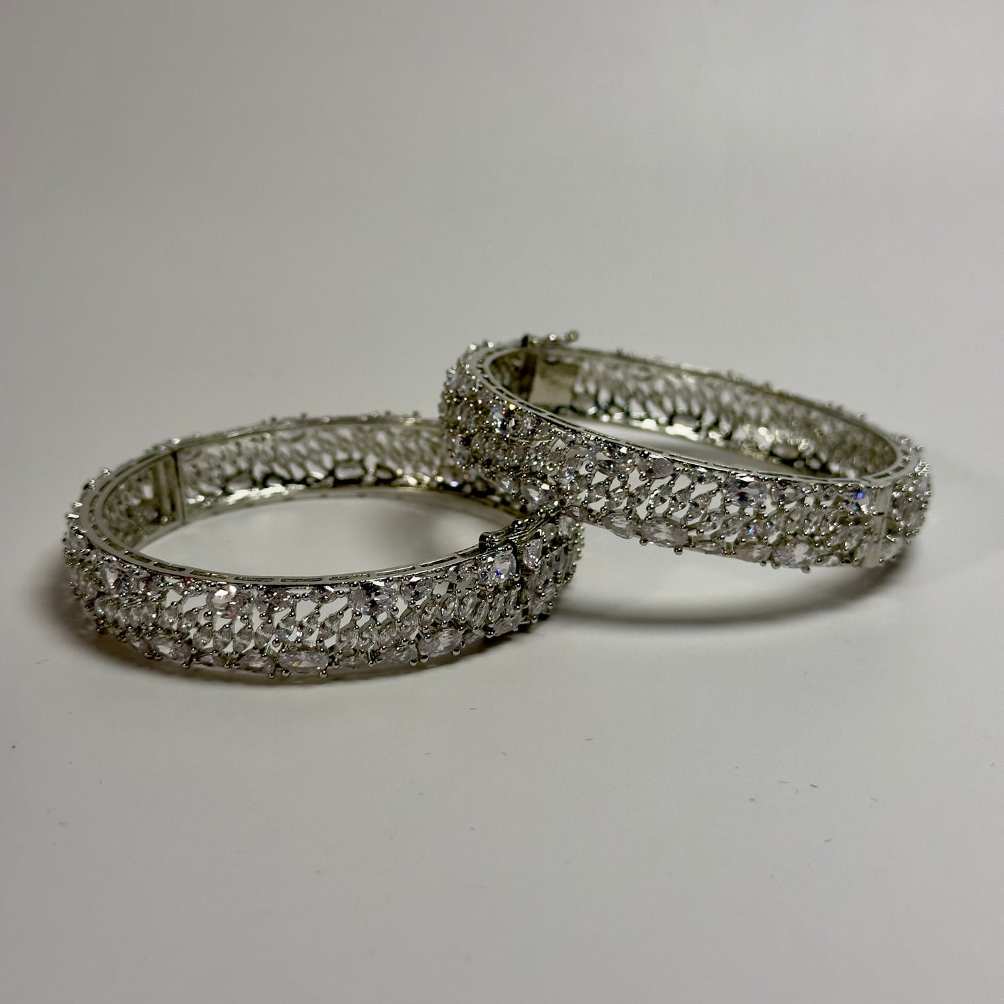 American Diamond Bangles -- Leaf design (Set of 2)