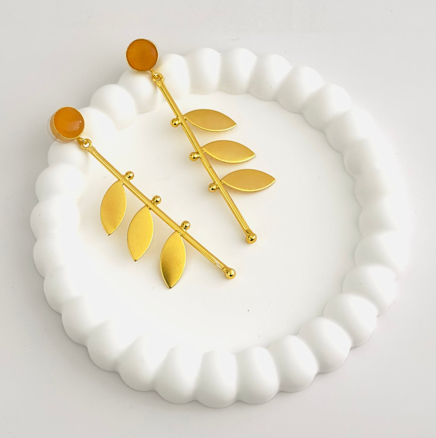 Earrings - Gold Plated Leaf Design (multiple colours)