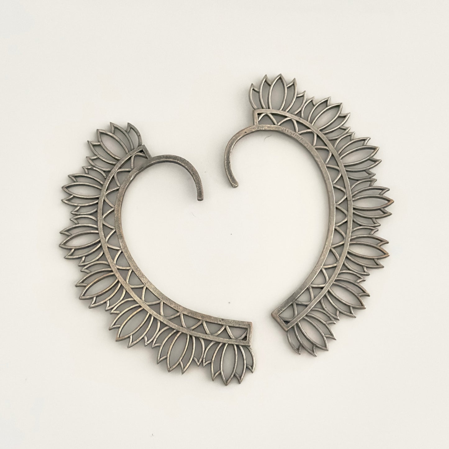 Silver Replica Lotus Ear Cuffs