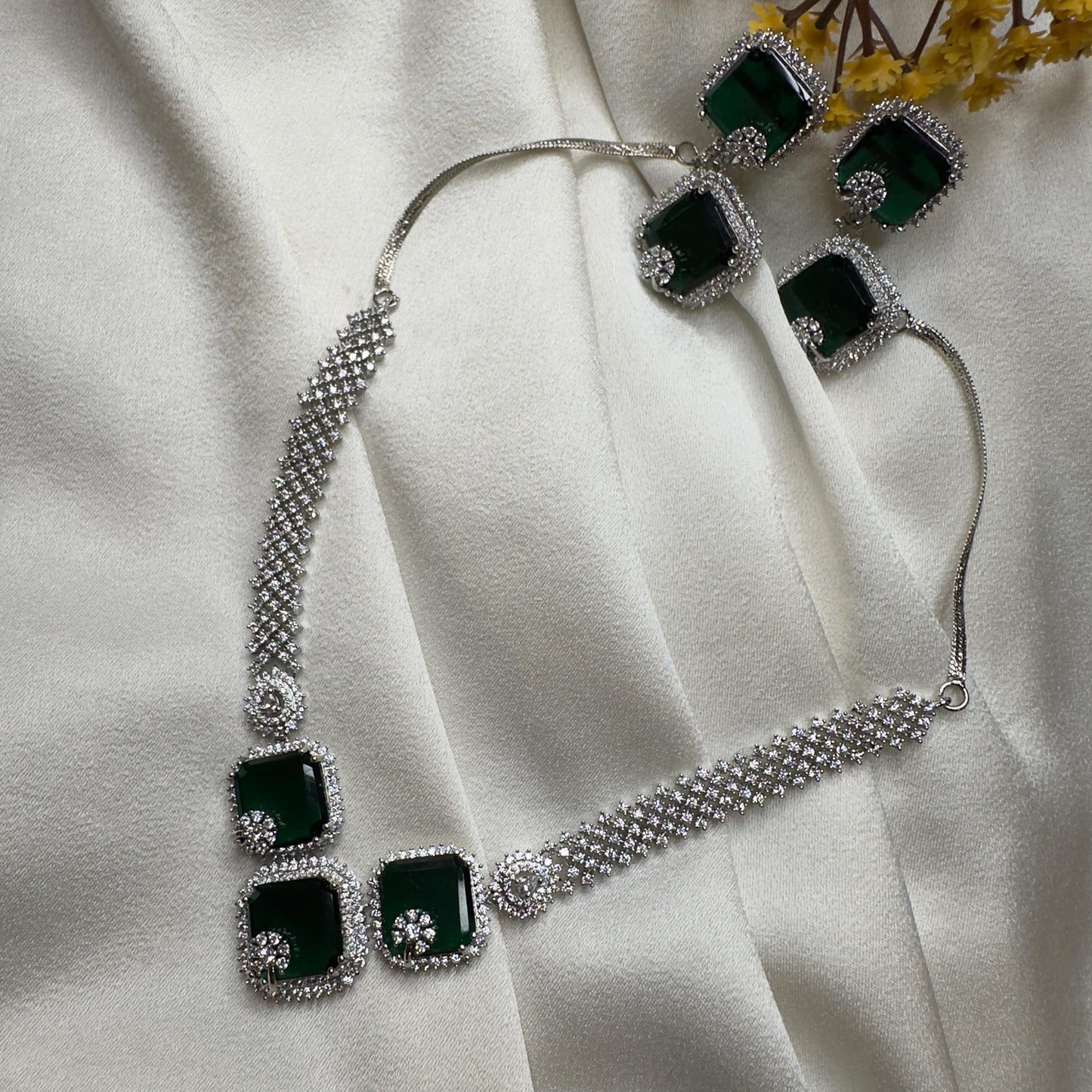 American Diamond Necklace set - Emerald Royal