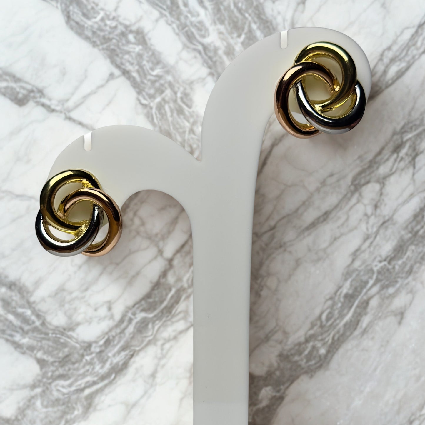 Earrings - Triple-Tone Knot Studs