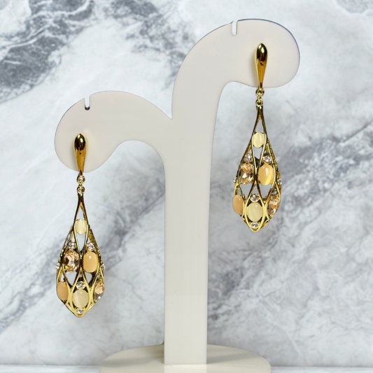 Earrings - Golden Lattice Teardrop Dangle
