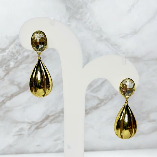 Earrings - Gold Teardrop Statement