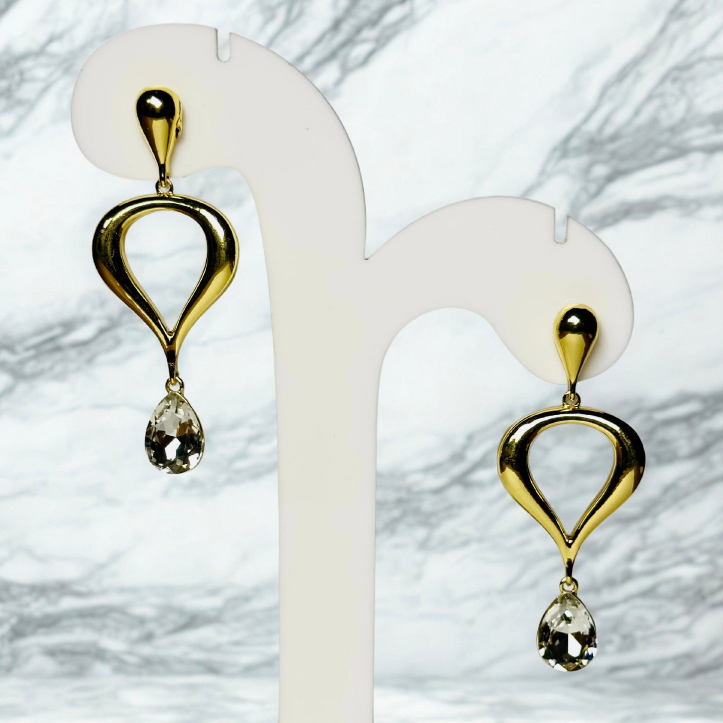 Earrings - Teardrop Elegance Gold-Tone Drop