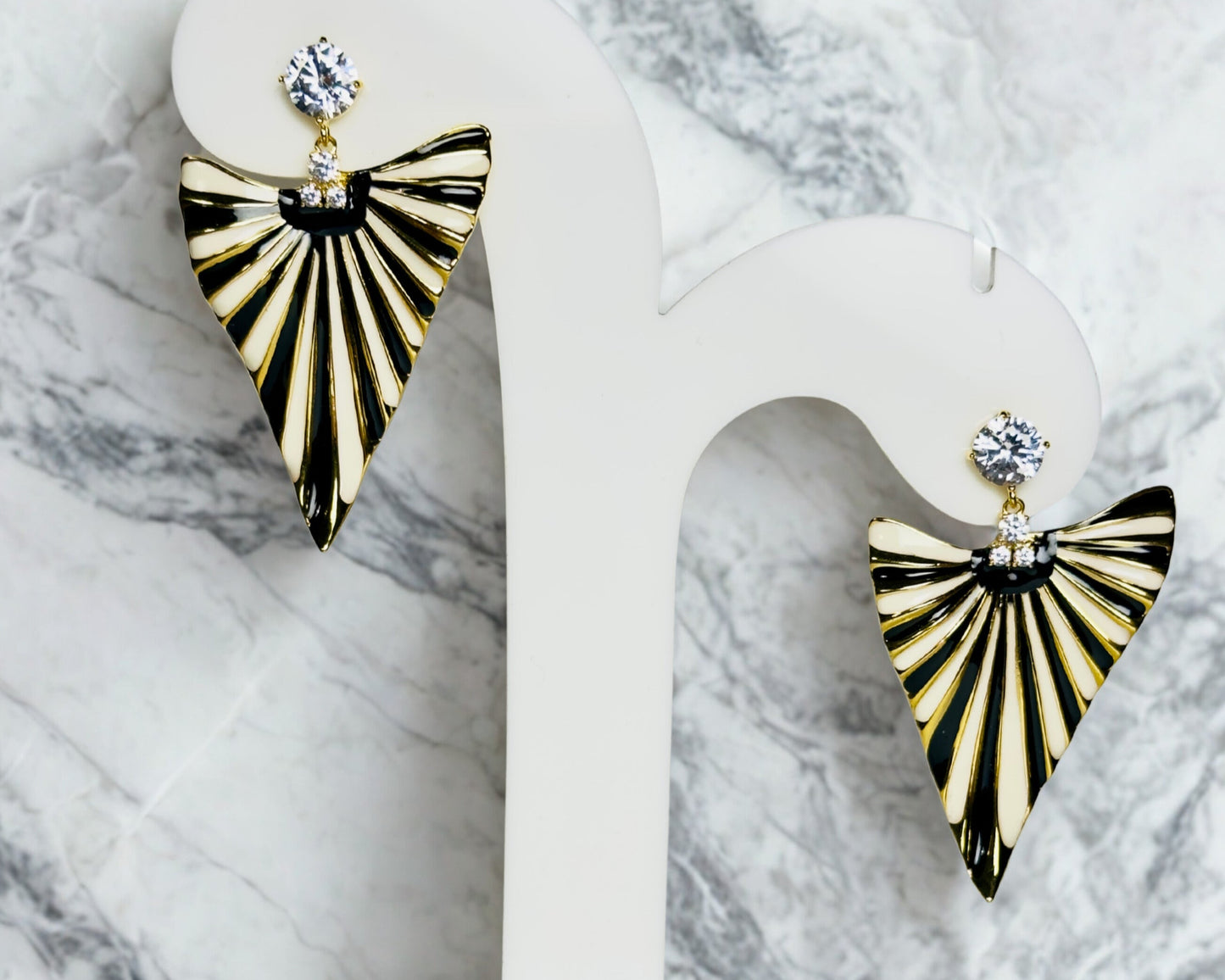 Earrings- Art Deco Fan Statement