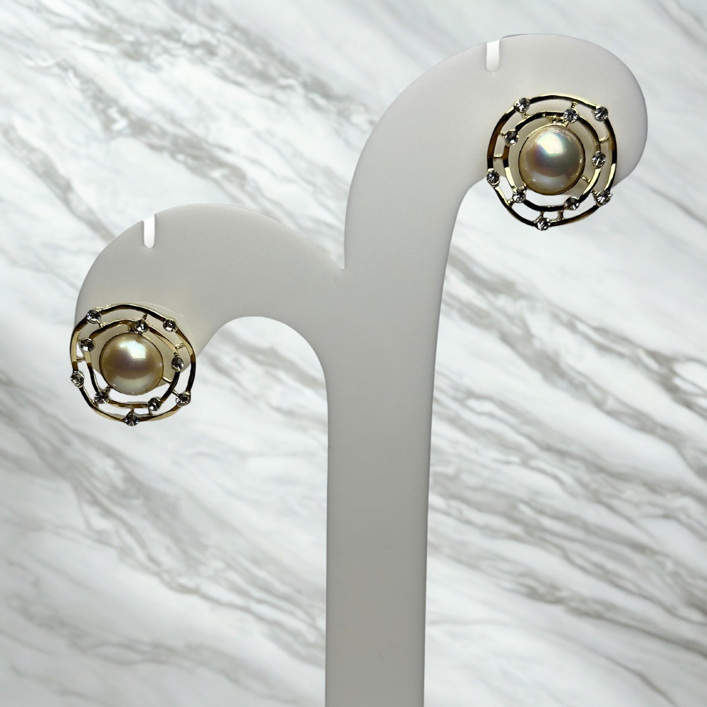 Earrings - Modern Orbit Pearl Studs