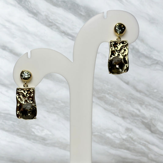 Earrings - Molten Gold Crystal Drop