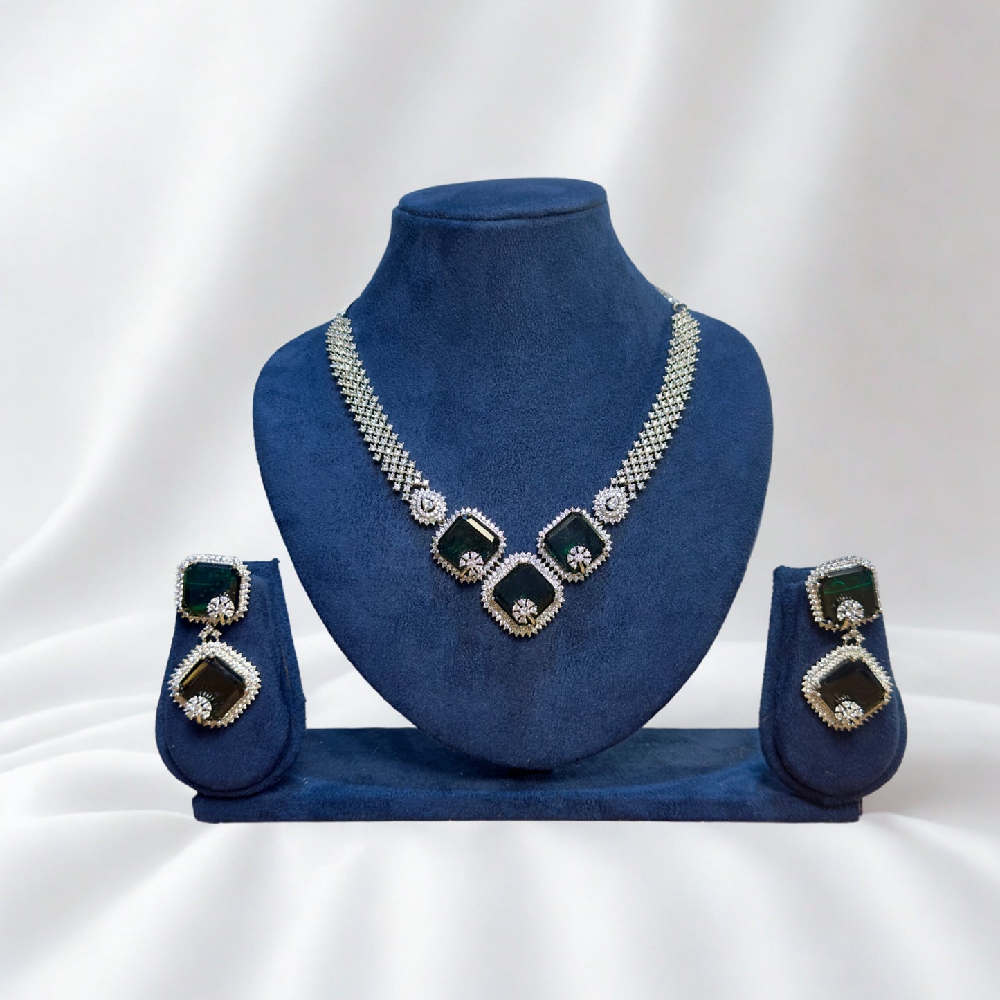American Diamond Necklace set - Navy Royal