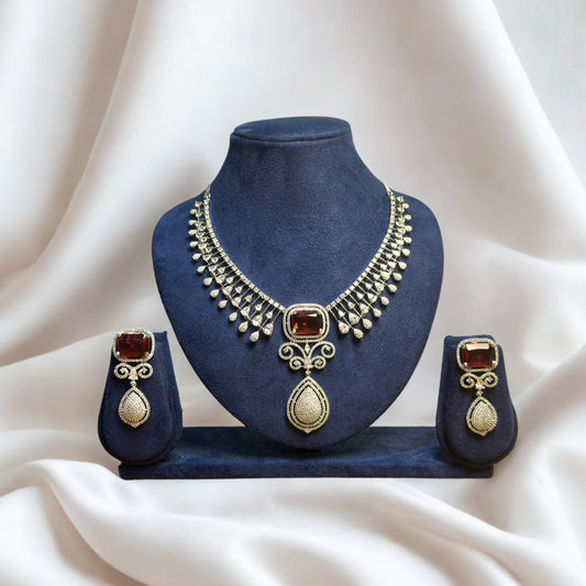 American Diamond Necklace set - Crimson Grace