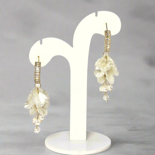 Earrings - Ivory Petal & Pearl Drop