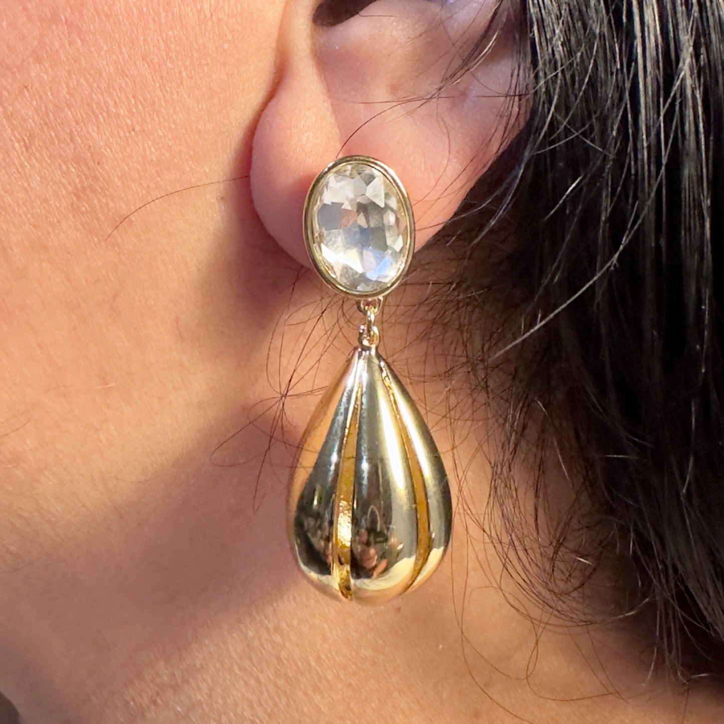 Earrings - Gold Teardrop Statement