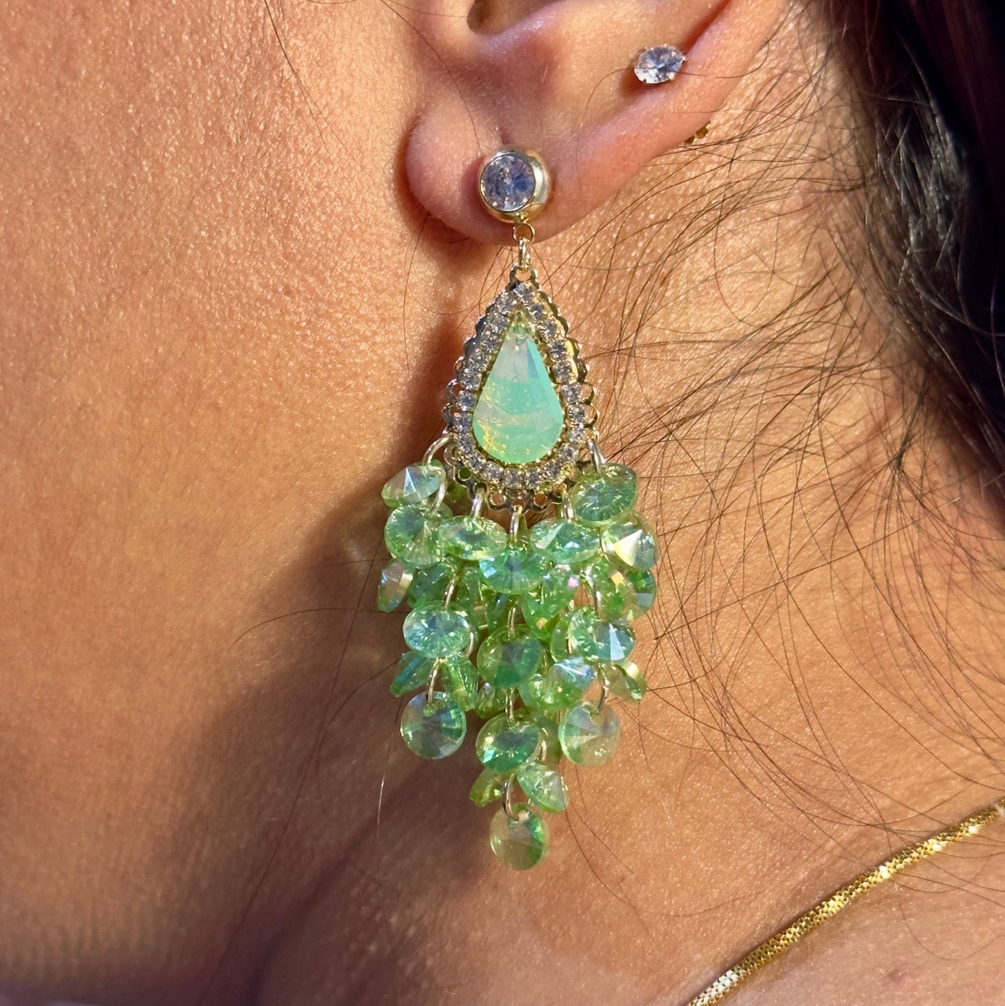 Earrings - Emerald Cascade Statement