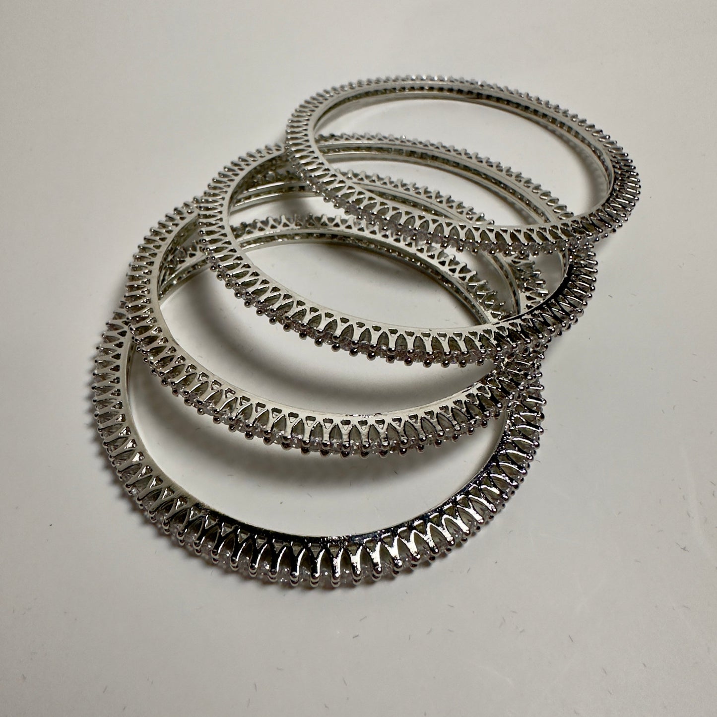 American Diamond White Bangles (Set of 4)
