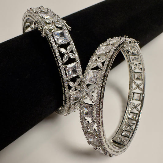 American Diamond Bangles - Flower design (Set of 2)