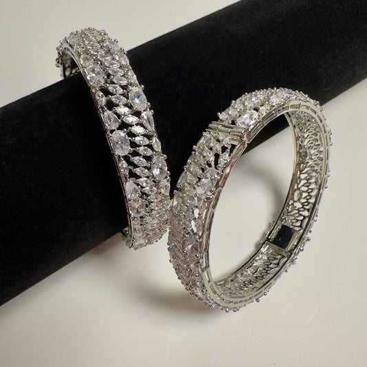 American Diamond Bangles -- Leaf design (Set of 2)
