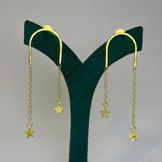 Earrings - Gold Plated Star Danglers