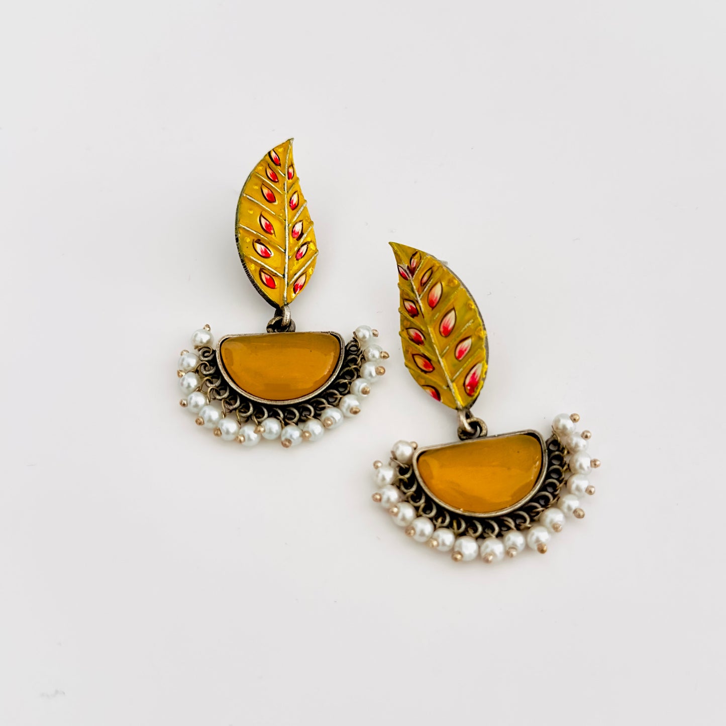 Earrings - Hand Painted Diyas with stone (multiple colours)