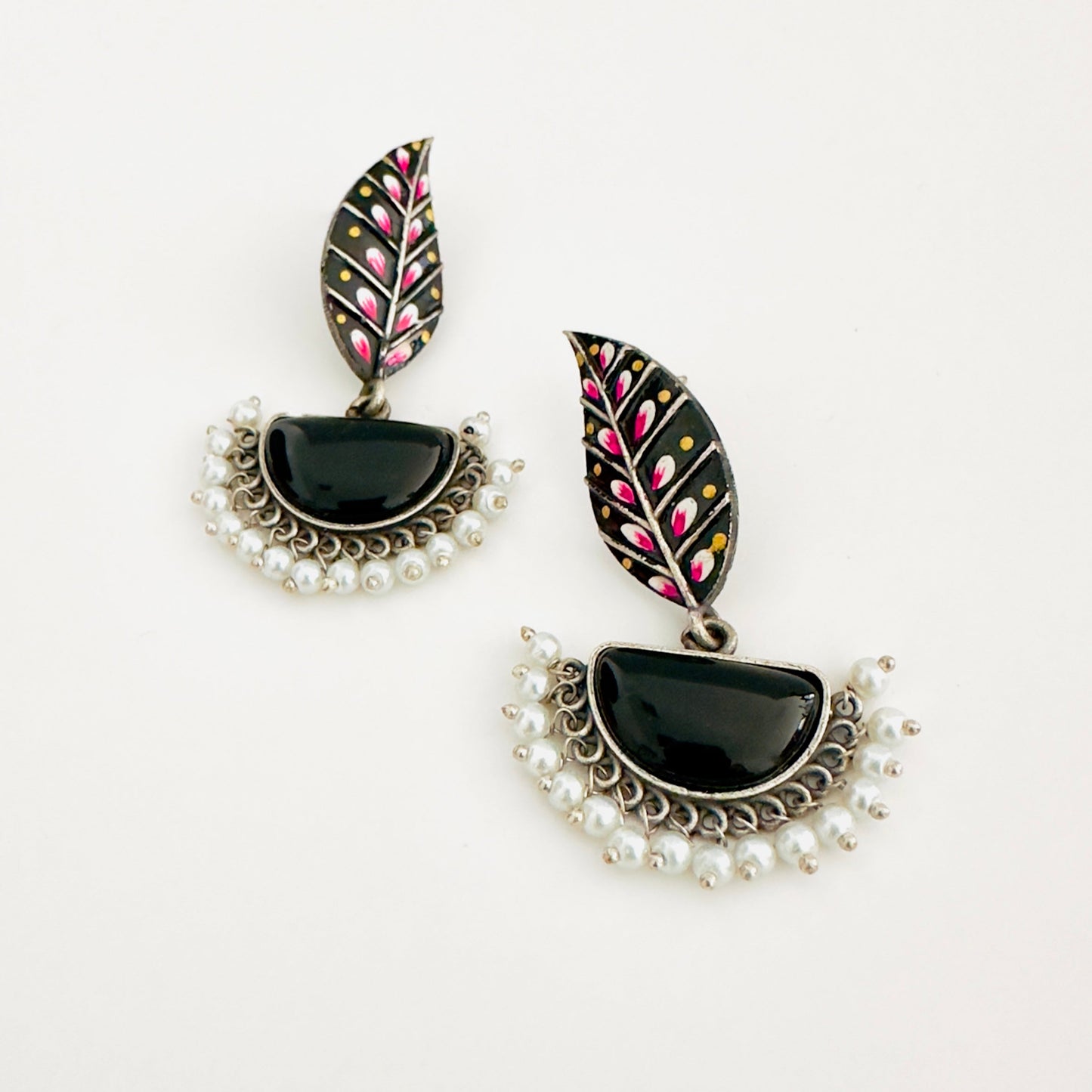 Earrings - Hand Painted Diyas with stone (multiple colours)