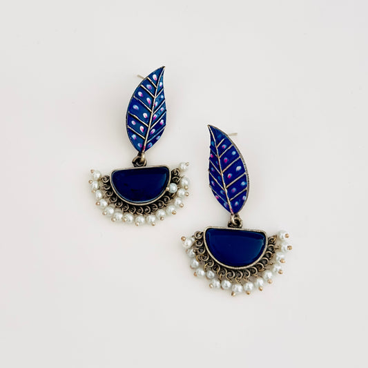 Earrings - Hand Painted Diyas with stone (multiple colours)