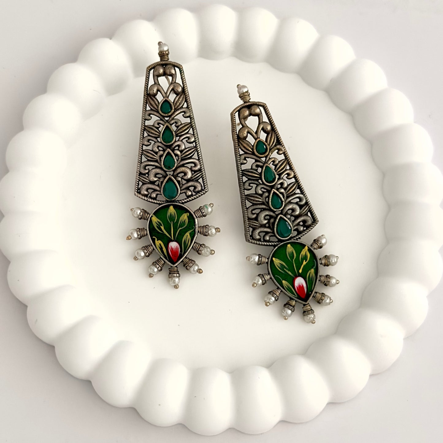 Earrings - Hand Painted Danglers (multiple colours)