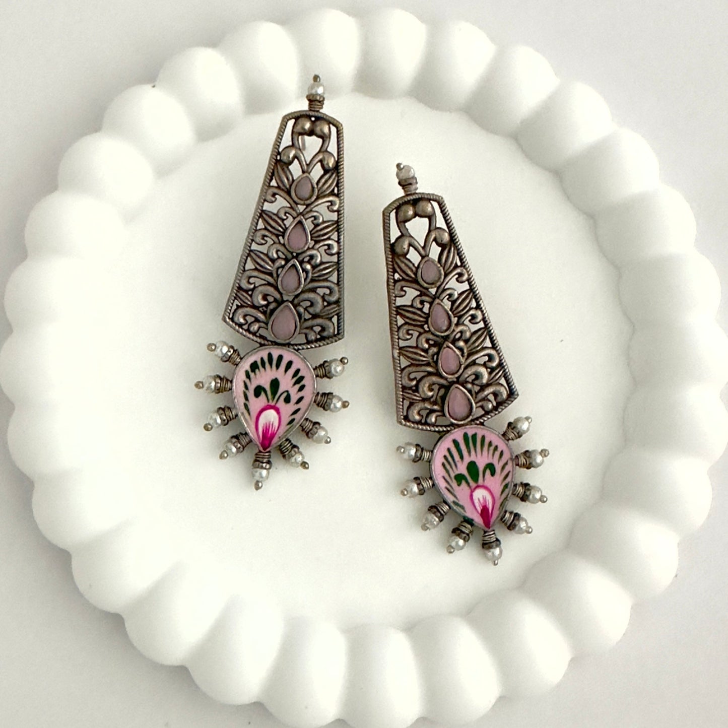 Earrings - Hand Painted Danglers (multiple colours)