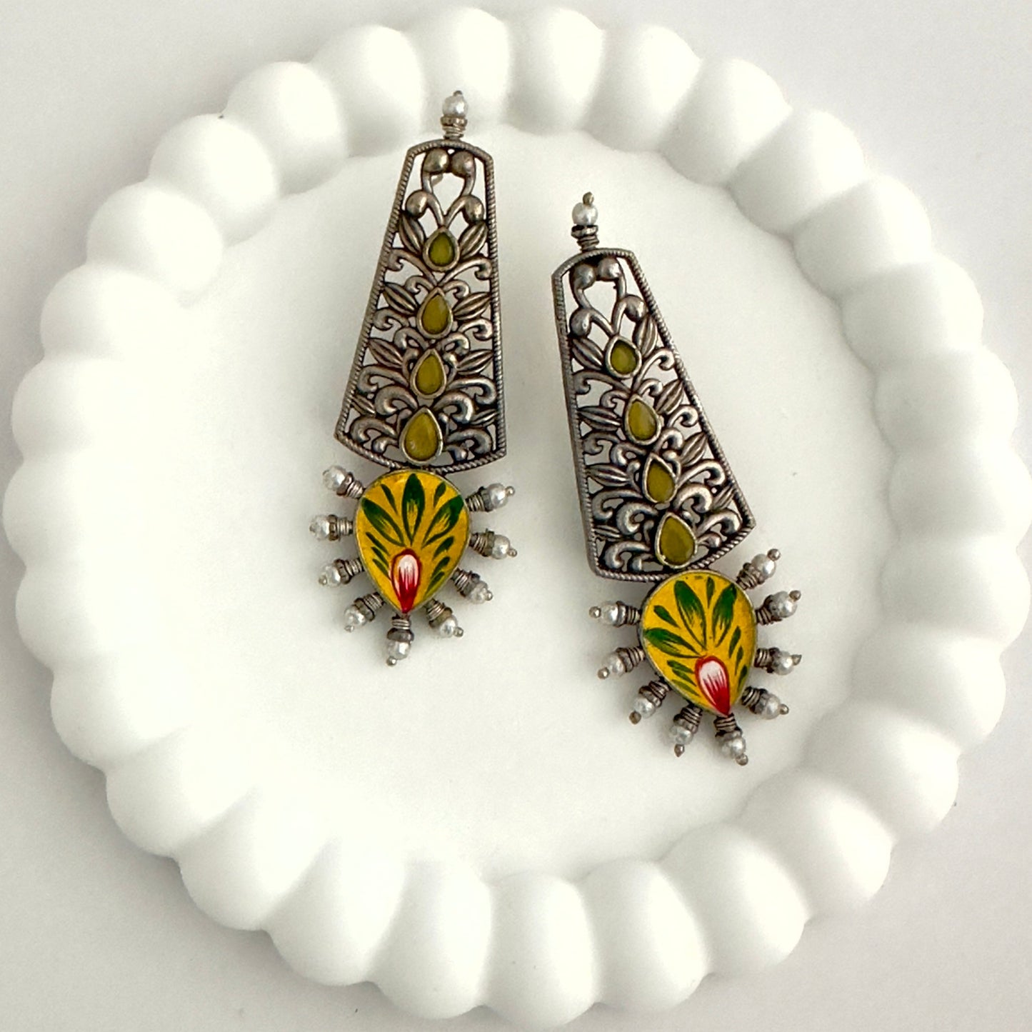 Earrings - Hand Painted Danglers (multiple colours)