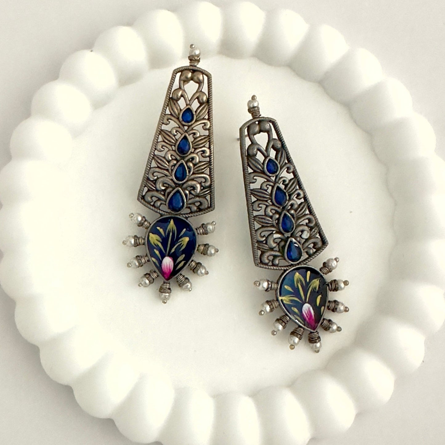 Earrings - Hand Painted Danglers (multiple colours)