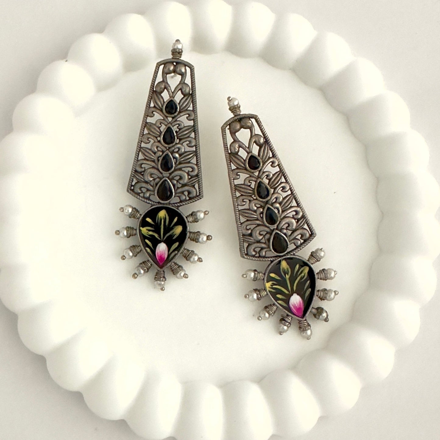 Earrings - Hand Painted Danglers (multiple colours)