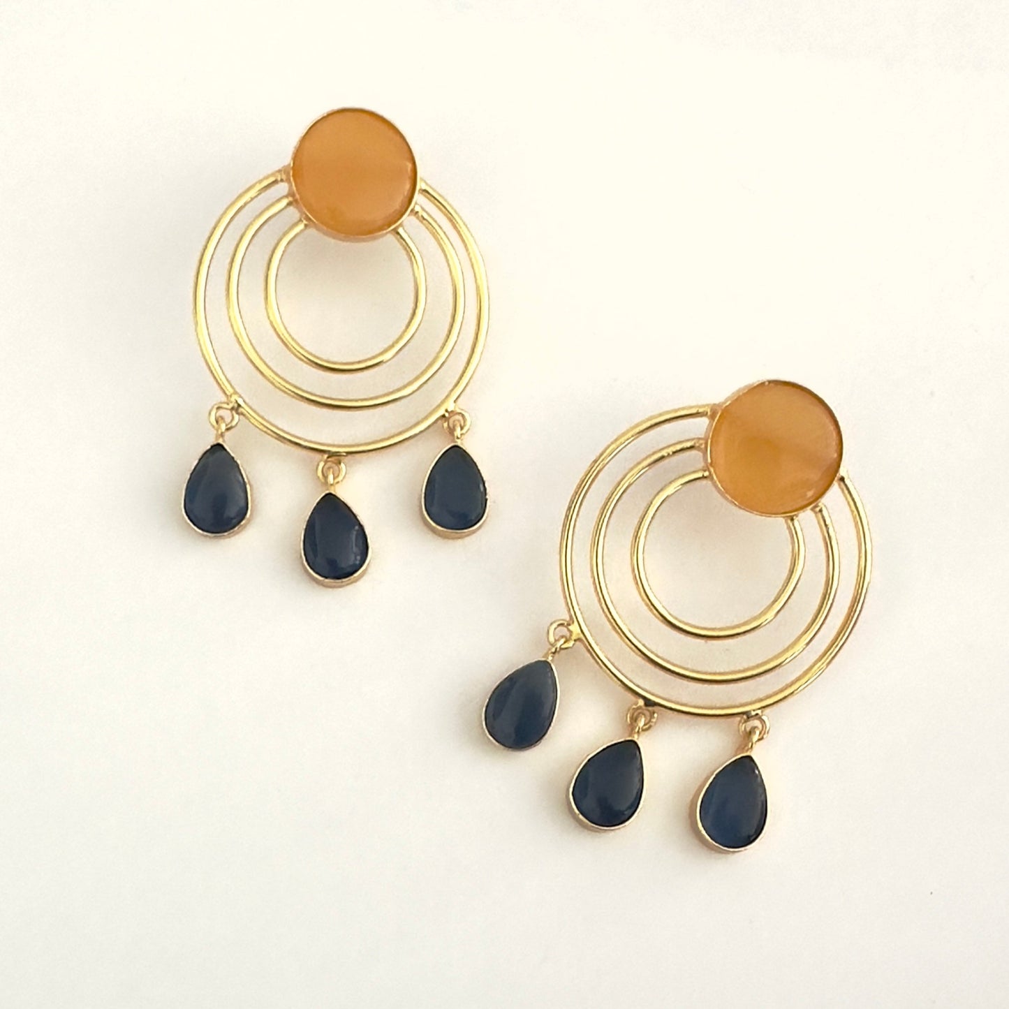 Earrings - Gold plated dual tone rings (multiple colours)