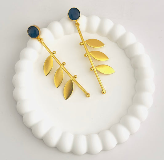 Earrings - Gold Plated Leaf Design (multiple colours)