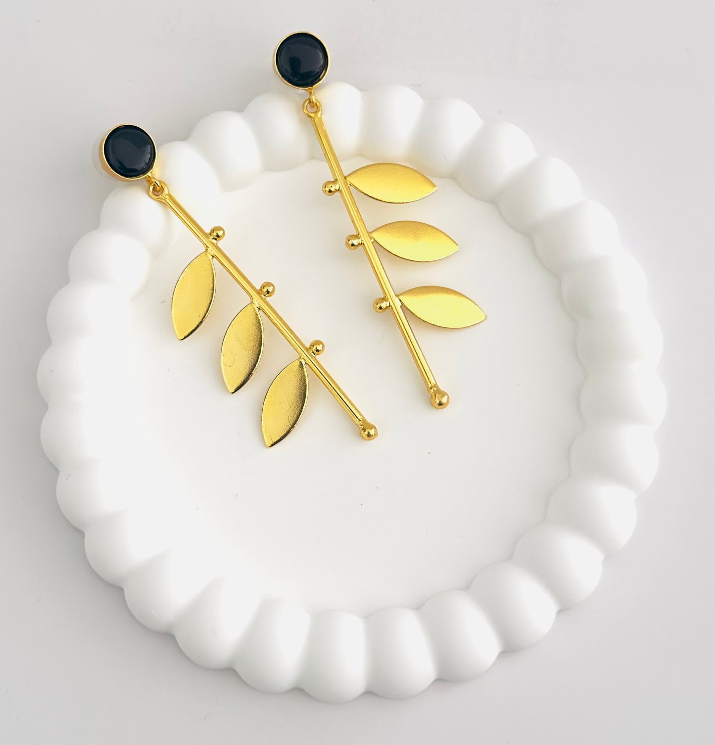 Earrings - Gold Plated Leaf Design (multiple colours)