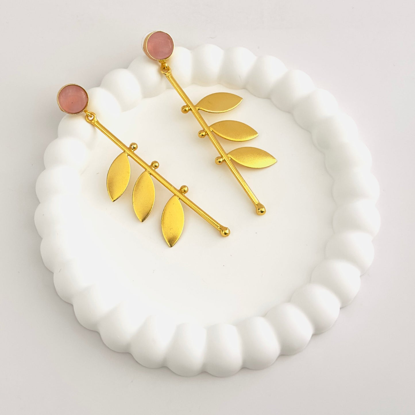 Earrings - Gold Plated Leaf Design (multiple colours)