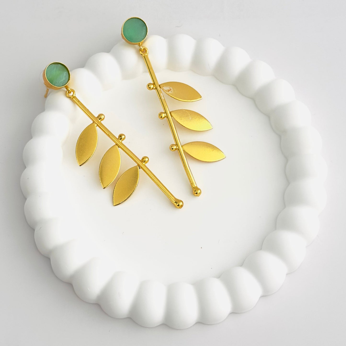 Earrings - Gold Plated Leaf Design (multiple colours)