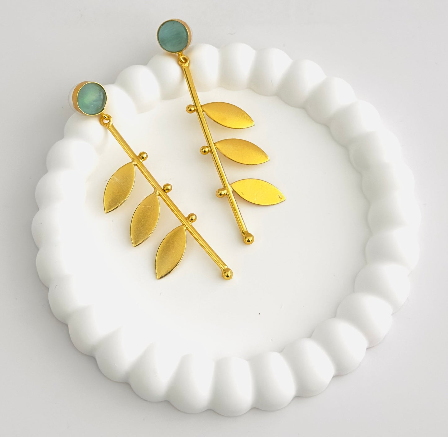 Earrings - Gold Plated Leaf Design (multiple colours)