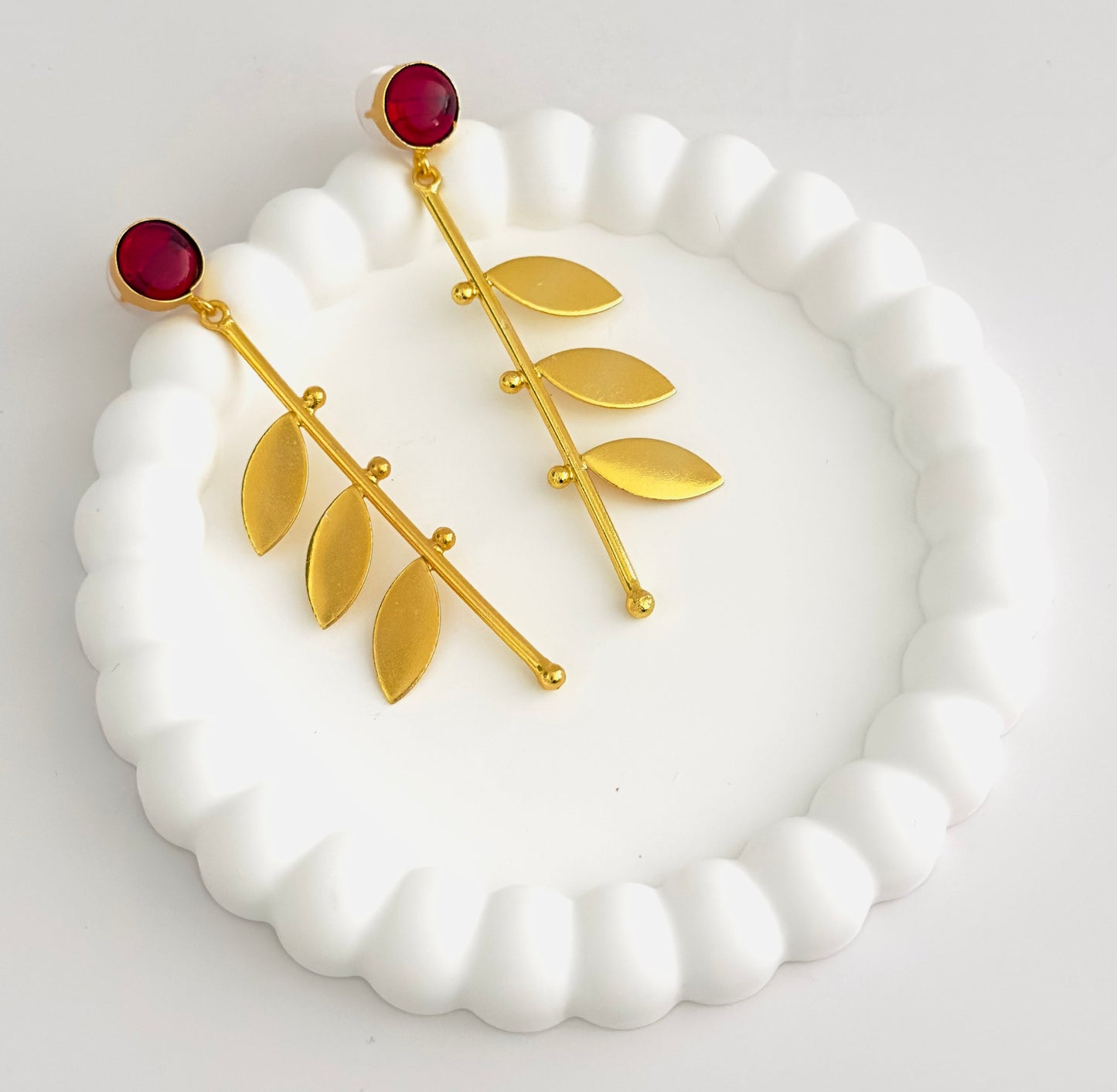 Earrings - Gold Plated Leaf Design (multiple colours)