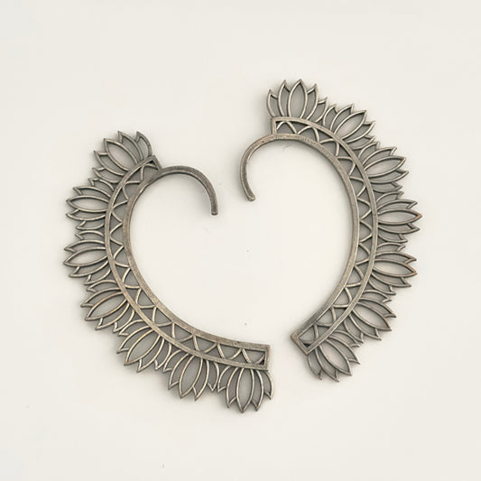 Silver Replica Lotus Ear Cuffs