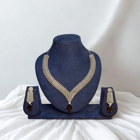 American Diamond Necklace Set - Onyx Allure