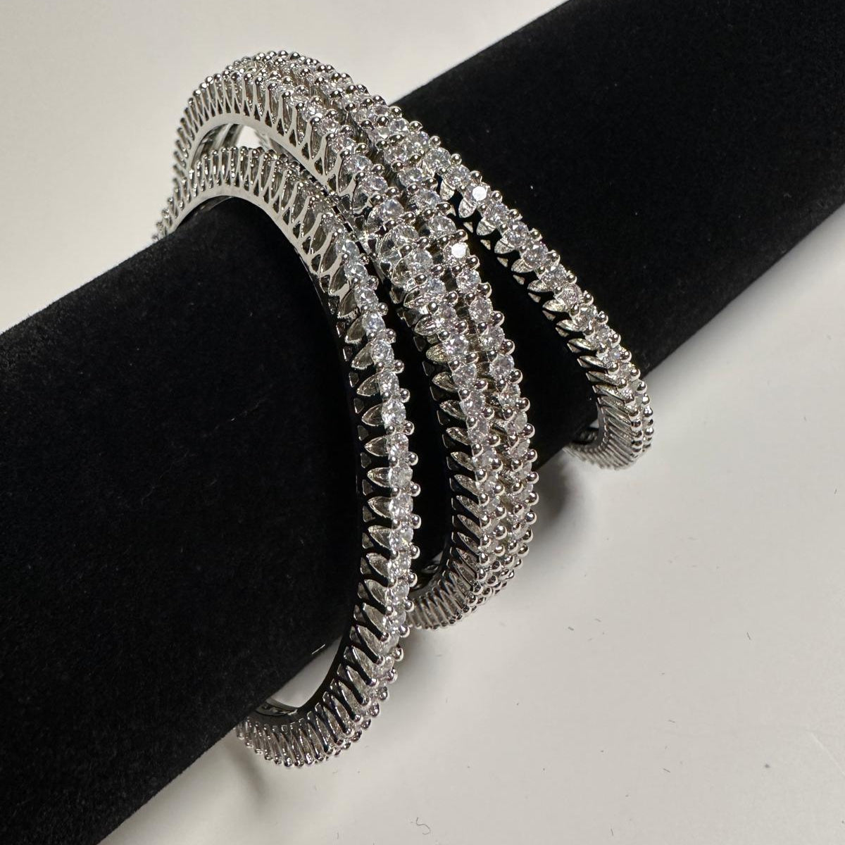 American Diamond White Bangles (Set of 4)