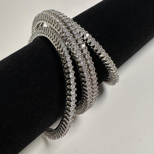 American Diamond White Bangles (Set of 4)